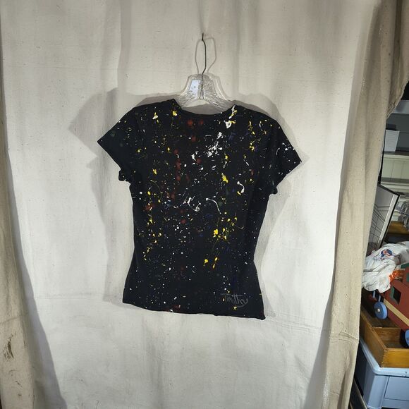 Timothy Designs Women's M Fitted V Neck T Shirt Unique Street Wear Art Design - Picture 7 of 7